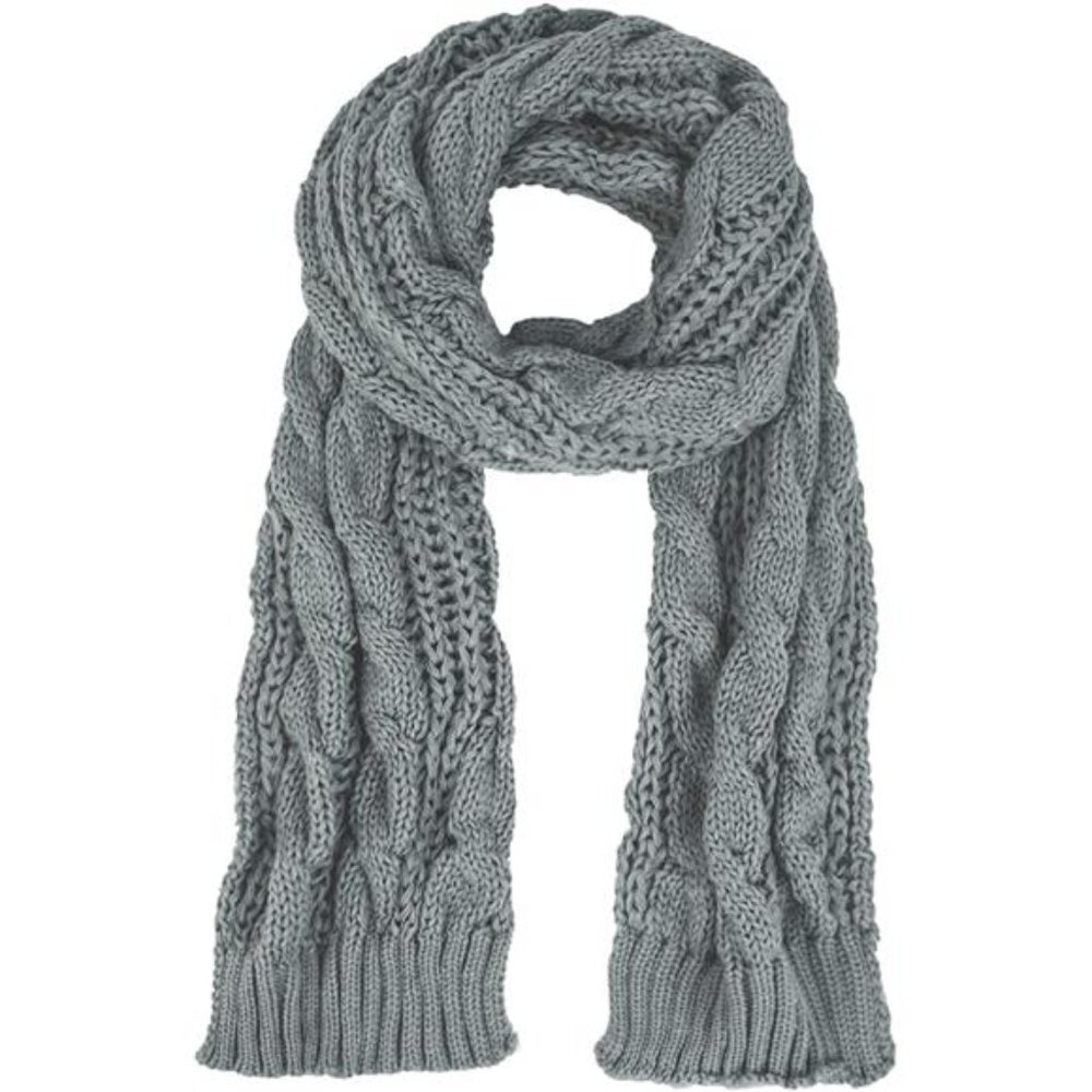 Unisex Winter Thick Cable Knit Wrap Chunky Long Warm Scarf, Gray